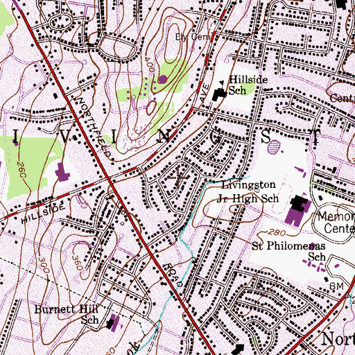 Topographic Map of Township of Livingston, NJ