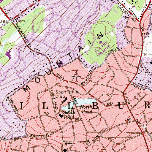 Topographic Map of Township of Millburn, NJ