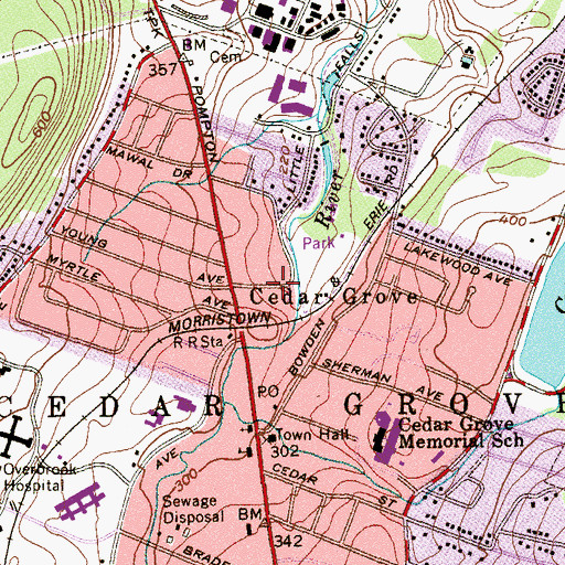 Topographic Map of Township of Cedar Grove, NJ