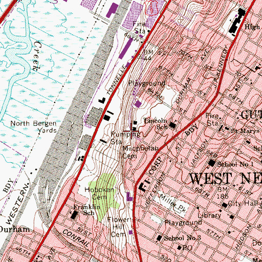 Topographic Map of Township of North Bergen, NJ