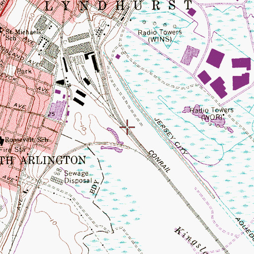 Topographic Map of Township of Lyndhurst, NJ