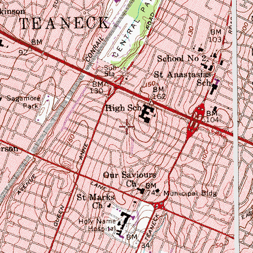 Topographic Map of Township of Teaneck, NJ