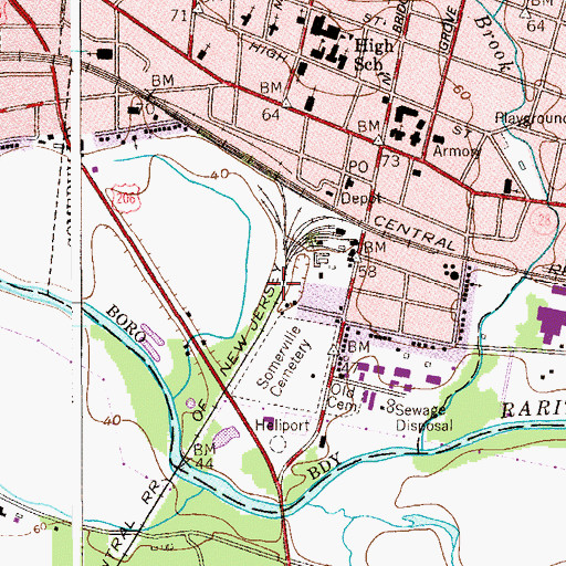 Topographic Map of Somerset County, NJ