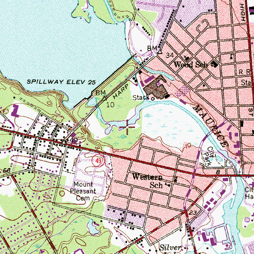 Topographic Map of Necombtown, NJ