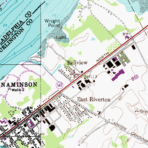 Topographic Map of Bellview, NJ