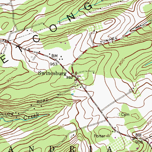 Topographic Map of Swinesburg, NJ