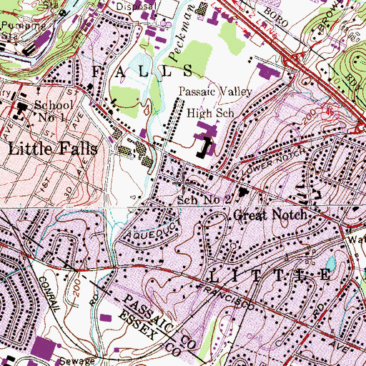 Topographic Map of Township of Little Falls, NJ