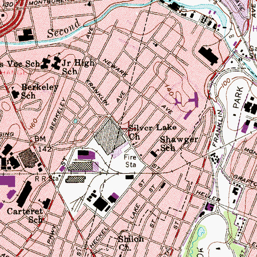 Topographic Map of Suburban Helistop, NJ
