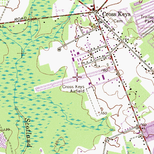 Topographic Map of Cross Keys Airport, NJ