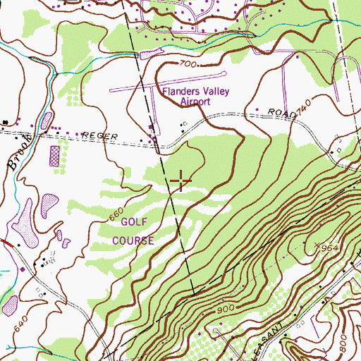 Topographic Map of Flanders Valley Airport (historical), NJ