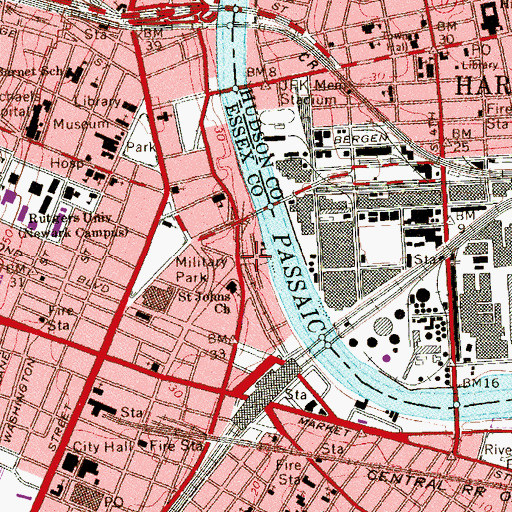 Topographic Map of Newark Dock (historical), NJ