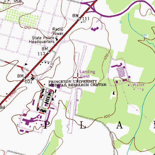 Topographic Map of Forrestal Airport (historical), NJ