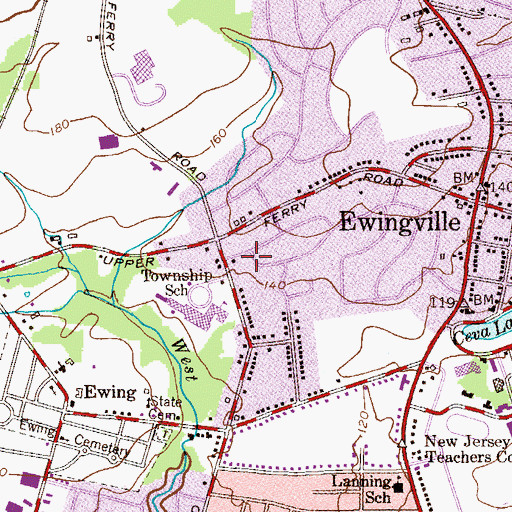 Topographic Map of Ewing Complex (historical), NJ