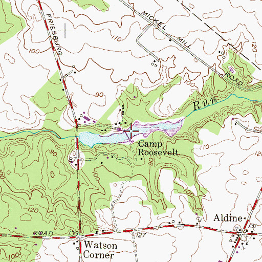 Topographic Map of Watsons Mill Pond, NJ