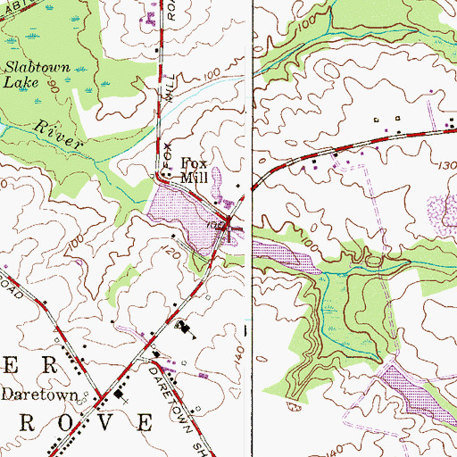 Topographic Map of Daretown Lake, NJ