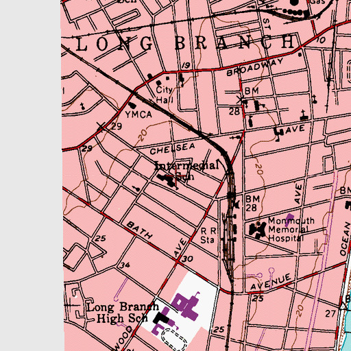 Topographic Map of Intermedial School, NJ