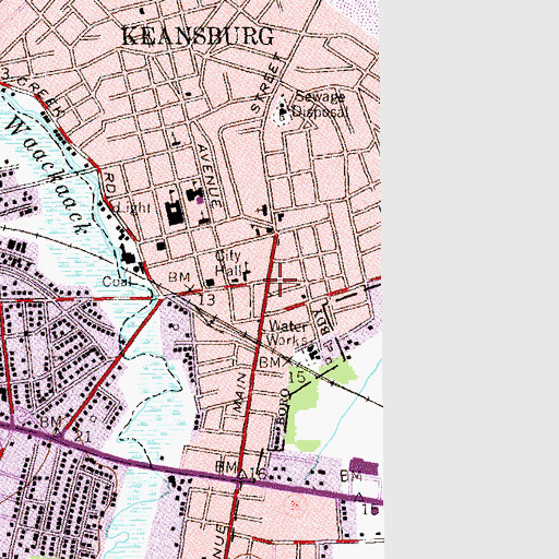 Topographic Map of Keansburg, NJ