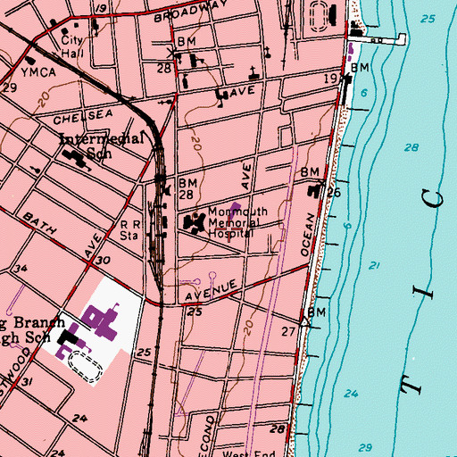 Topographic Map of Monmouth Medical Center, NJ