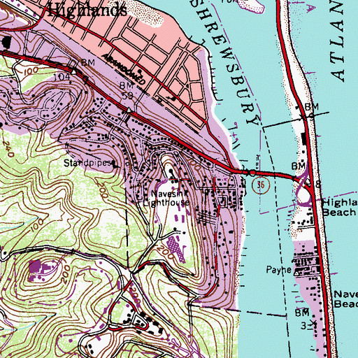 Topographic Map of Navesink Lighthouse, NJ