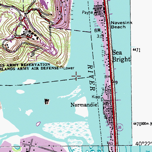 Topographic Map of Navesink River, NJ