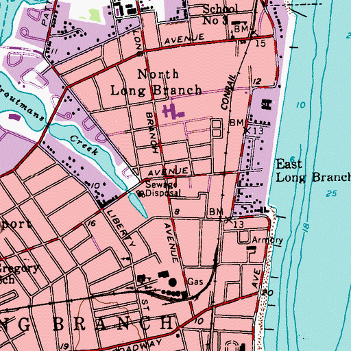 Topographic Map of North Long Branch, NJ