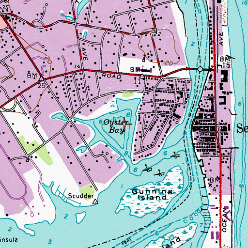 Topographic Map of Oyster Bay, NJ