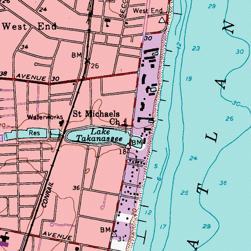 Topographic Map of Saint Michaels Roman Catholic Church, NJ