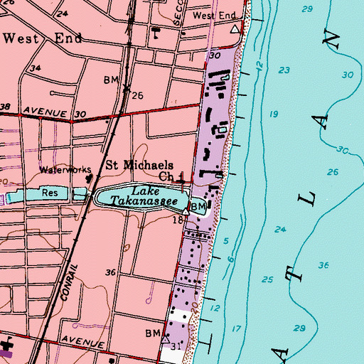 Topographic Map of Saint Michaels Roman Catholic Church, NJ