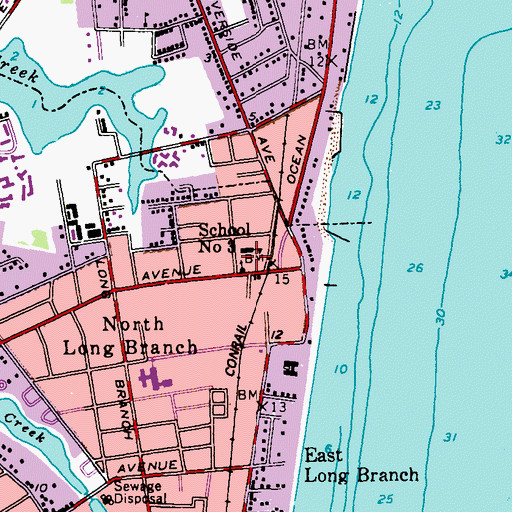 Topographic Map of School Number 3, NJ