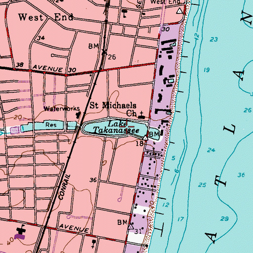 Topographic Map of Lake Takanassee, NJ