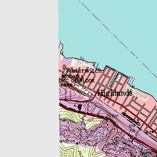 Topographic Map of Waterwitch, NJ