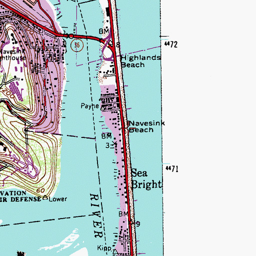 Topographic Map of Navesink Beach, NJ