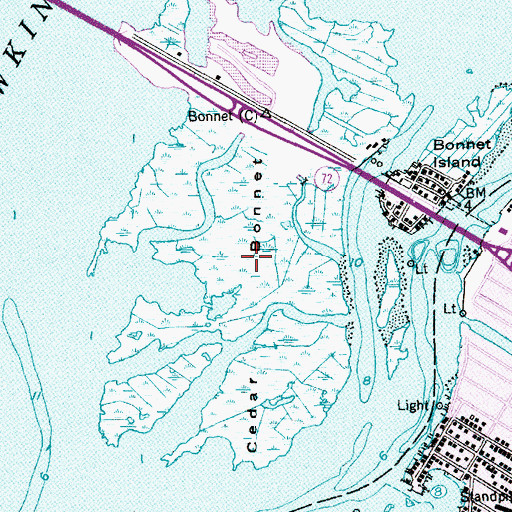 Topographic Map of Cedar Bonnet Islands, NJ