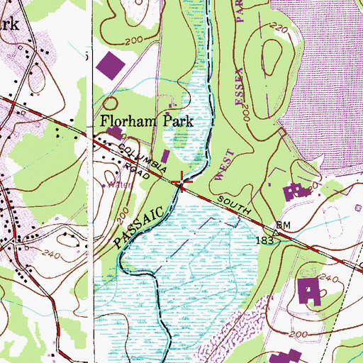 Topographic Map of Columbia Bridge, NJ