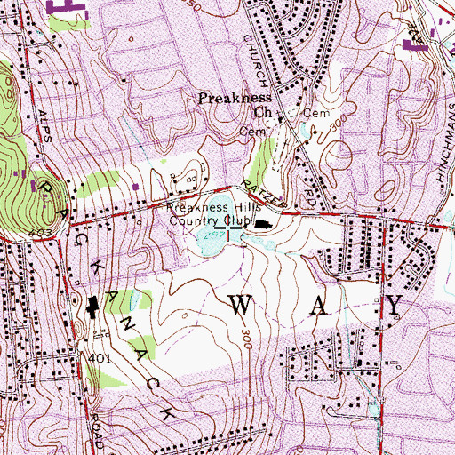 Topographic Map of Country Club Ponds, NJ