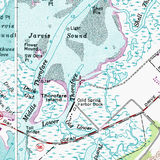 Topographic Map of Downs Gut, NJ