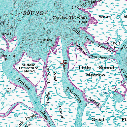 Topographic Map of Drum Island Gut, NJ