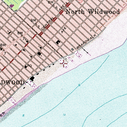 Topographic Map of Five Mile Beach, NJ