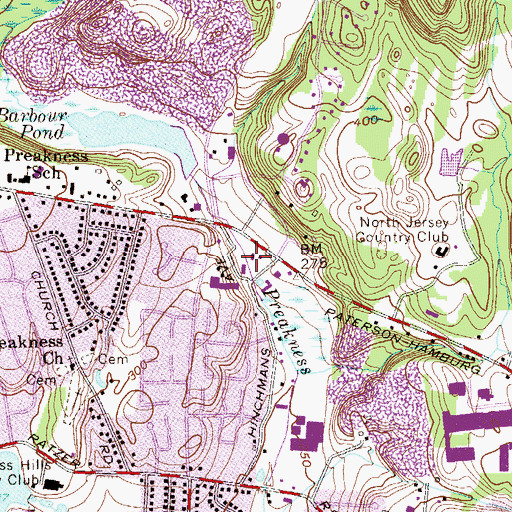 Topographic Map of Hinchman Pond, NJ