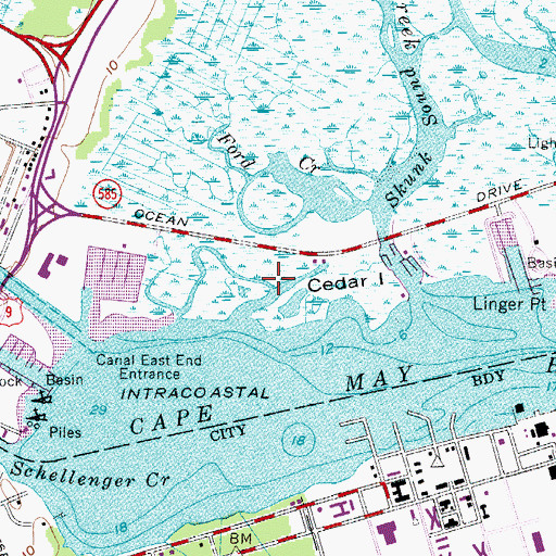 Topographic Map of Little Cedar Creek, NJ