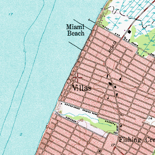 Topographic Map of Miami Beach, NJ