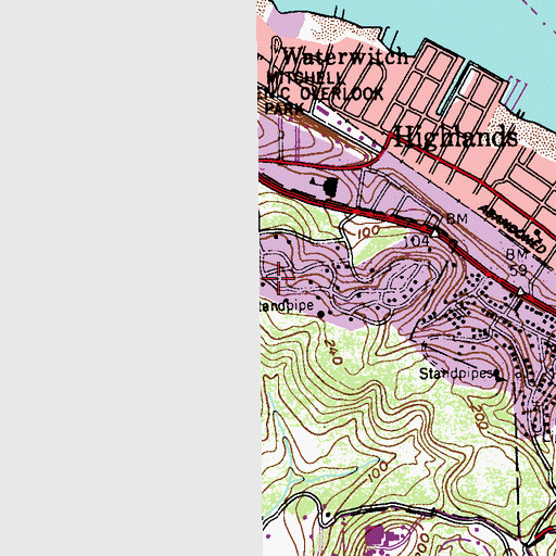 Topographic Map of Highlands of Navesink, NJ