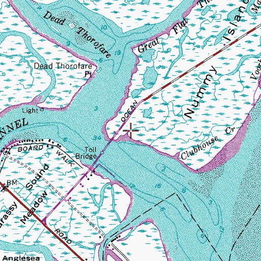 Topographic Map of Nummy Island Creek, NJ