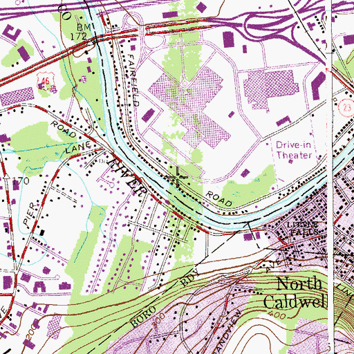 Topographic Map of Singac Brook, NJ