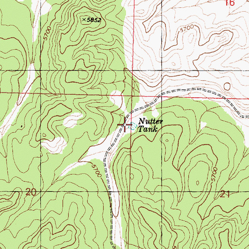 Topographic Map of Nutter Tank, AZ