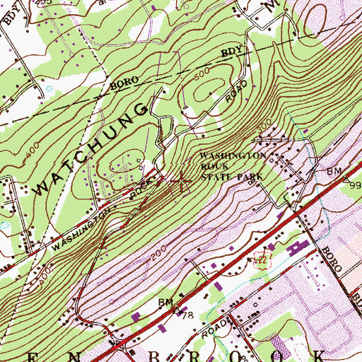 Topographic Map of Washington Rock, NJ
