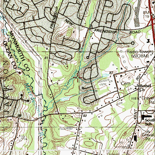 Topographic Map of Willow Run, NJ
