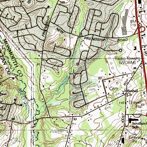 Topographic Map of Sweetgum Brook, NJ