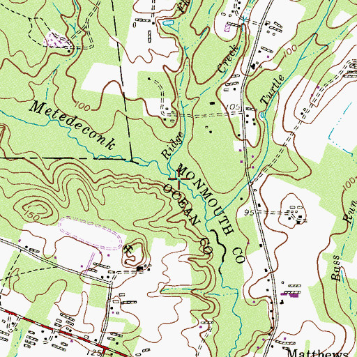 Topographic Map of Ridge Creek, NJ