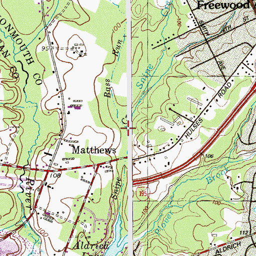 Topographic Map of Bass Run, NJ